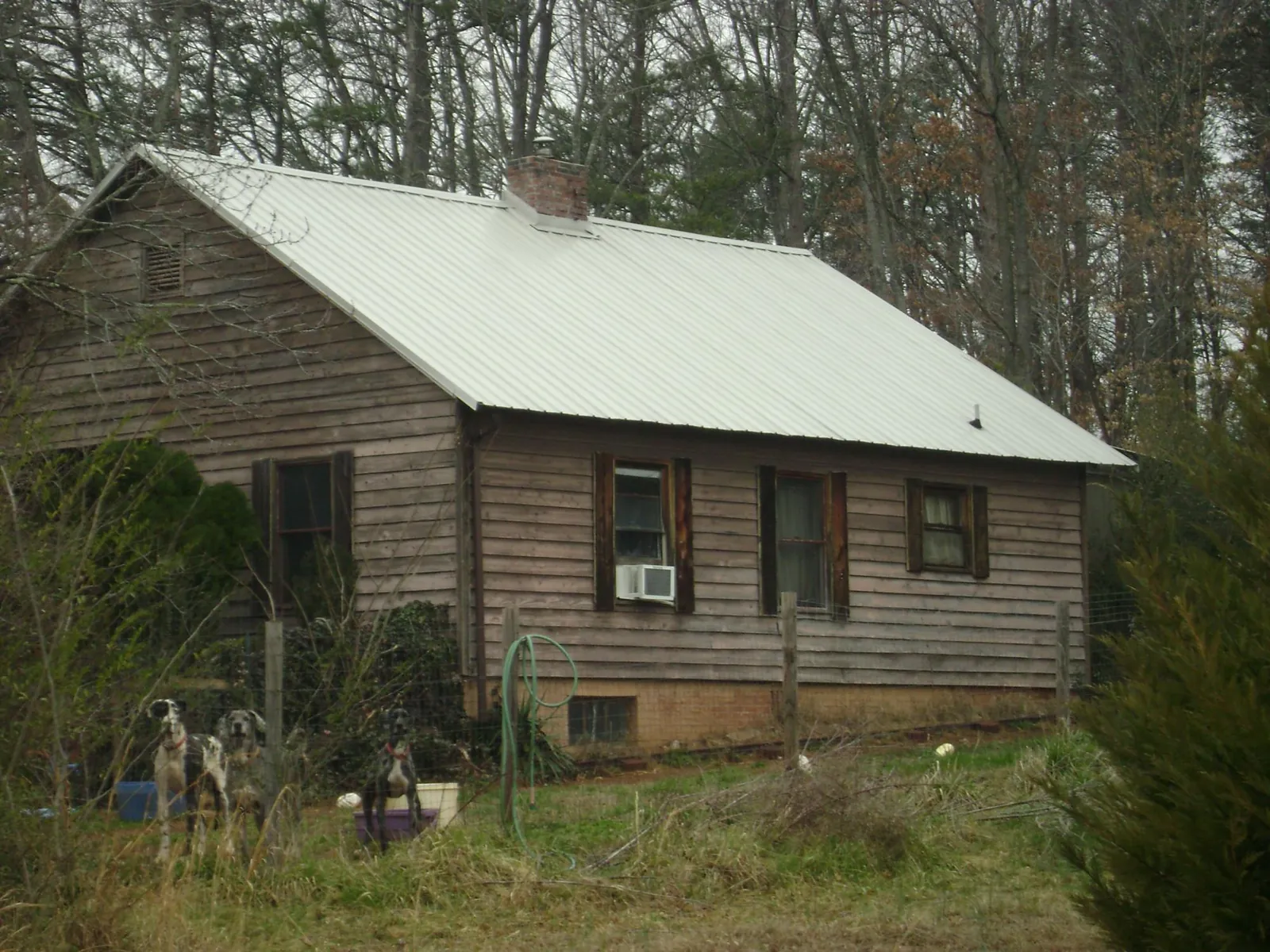 White metal roof on an old wood sided farmhouse, from a Metal Roof Installation job in Wellpinit
